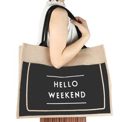 2020 New Fashion Women Linen Jute Tote Large Capacity Female Casual Shoulder Bag Lady Daily Handbag Fresh Beach Shopping Bag