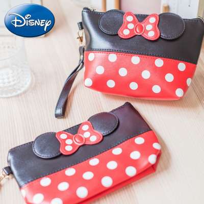 Disney Women Cosmetic Bag Handbag 2019 Mickey Mouse Minnie Portable Mummy Bags Girls Make Up Box Coin Cartoon Purse PU Makeup