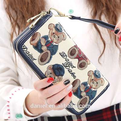 Long style cotton Jacquard Wallets purse for girls women canvas clucth bags