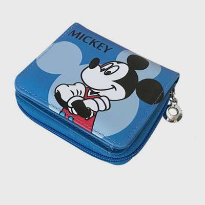 DISNEY FAMA Disney Women Wallet Mickey Girl Boy Clutch Cartoon Card-Holder Purse Coin Wallets Mummy Bag Female Money PU Leather